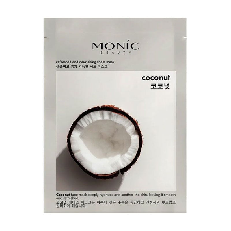 Освіжальна та живильна тканинна маска для обличчя Monic Beauty Coconut Sheet Mask з екстрактом кокоса, 25 мл